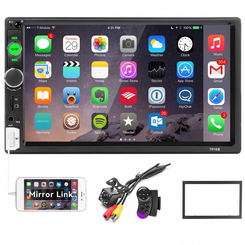 UNITOPSCI Car Stereo Double Din Bluetooth Car Radio 7 Inch MP5 Player HD Touch Screen FM Radio Audio Receiver AUX in USB TF Card Input UNITOPSCI Multimedia Player Mirror Link with Backup Camera - Image 1